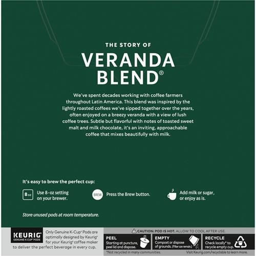 Starbucks K-Cup Coffee Pods, Starbucks Blonde Roast Coffee, Veranda Blend, 100% Arabica, 1 Box (32 Pods)