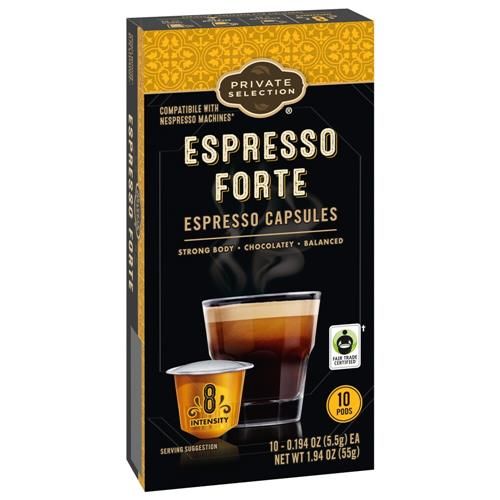 Private Selection Coffee Pods for Nespresso Original Machines Espresso Forte Dark Roast 10 ct