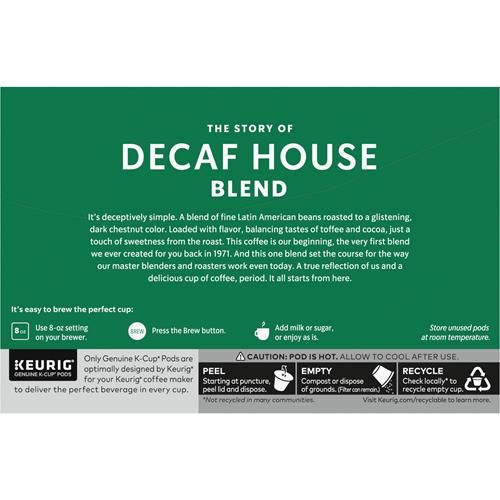 Starbucks K-Cup Coffee Pods, Medium Roast Coffee, Decaf House Blend, 100% Arabica, 1 Box (10 Pods)