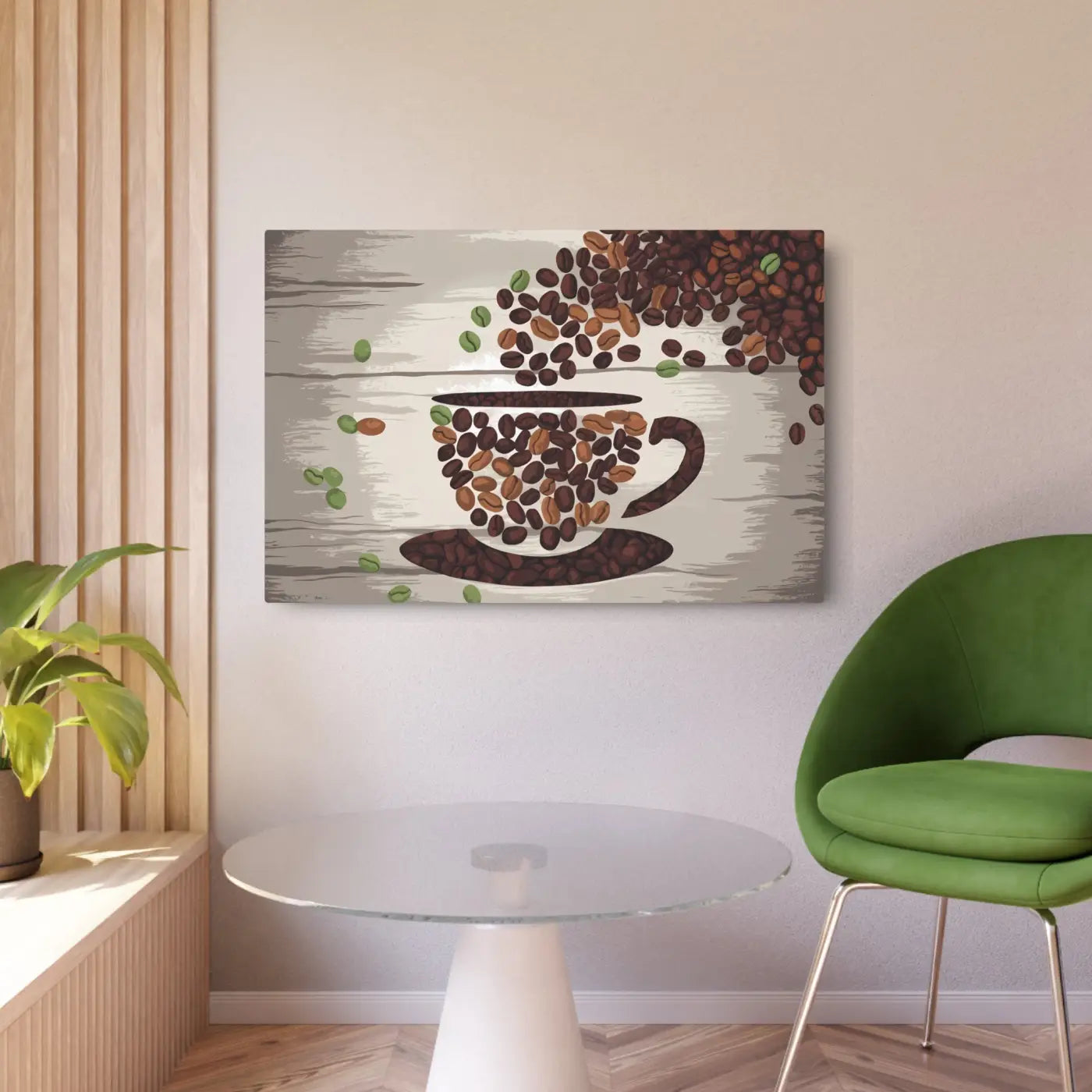 DipaliZ Coffee Bean Metal Art Sign - White Aluminum 18x12