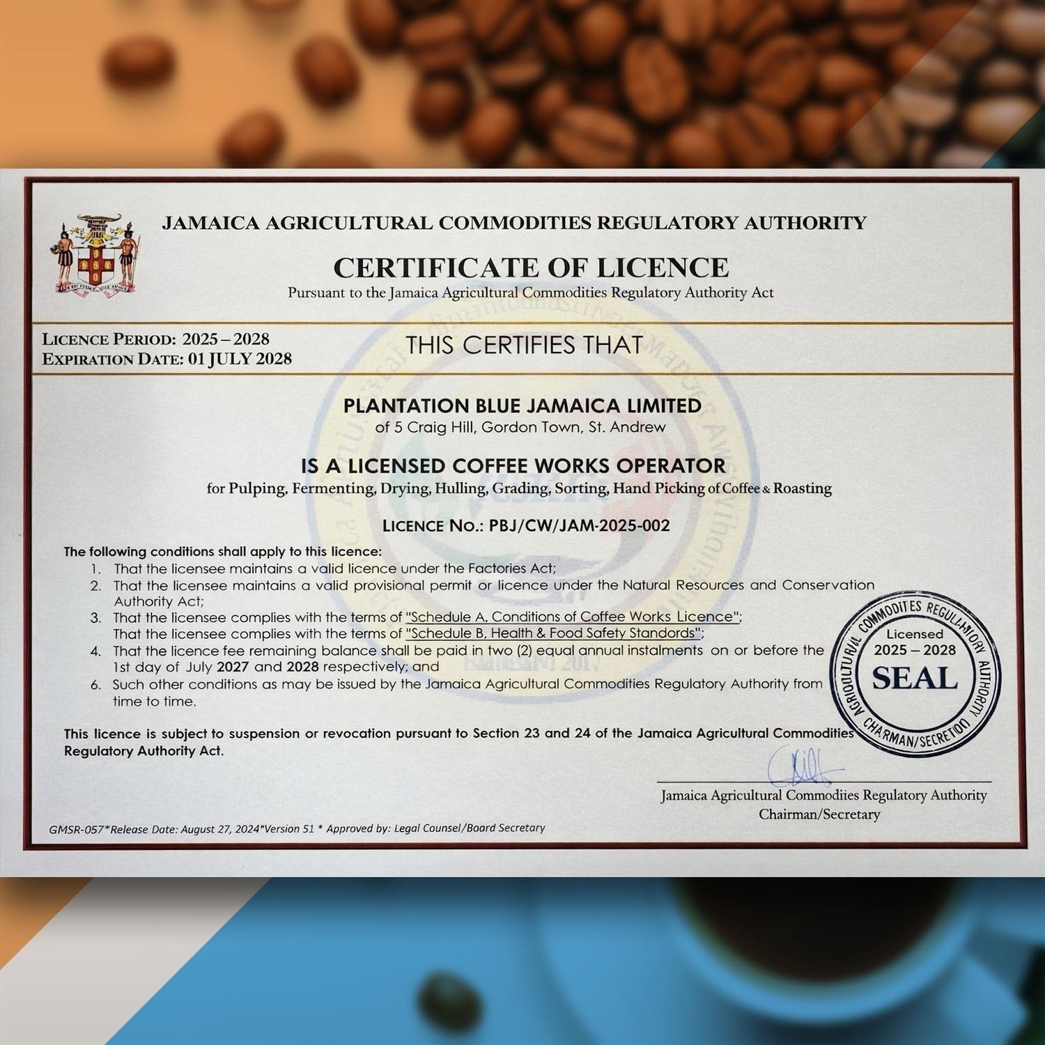 Plantation Blue 100% Jamaica Blue Mountain Coffee - Dark Roast - 8oz Ground