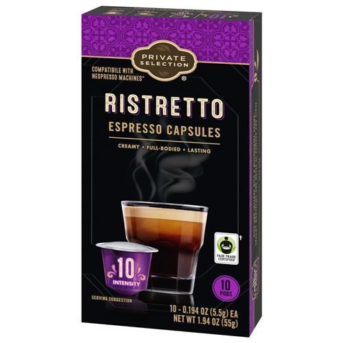 Private Selection Coffee Pods for Nespresso Original Machines Ristretto Espresso Dark Roast 10 ct