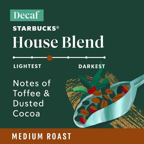 Starbucks K-Cup Coffee Pods, Medium Roast Coffee, Decaf House Blend, 100% Arabica, 1 Box (10 Pods)