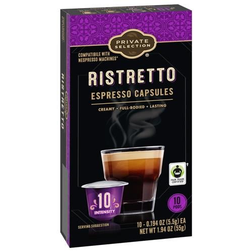 Private Selection Coffee Pods for Nespresso Original Machines Ristretto Espresso Dark Roast 10 ct