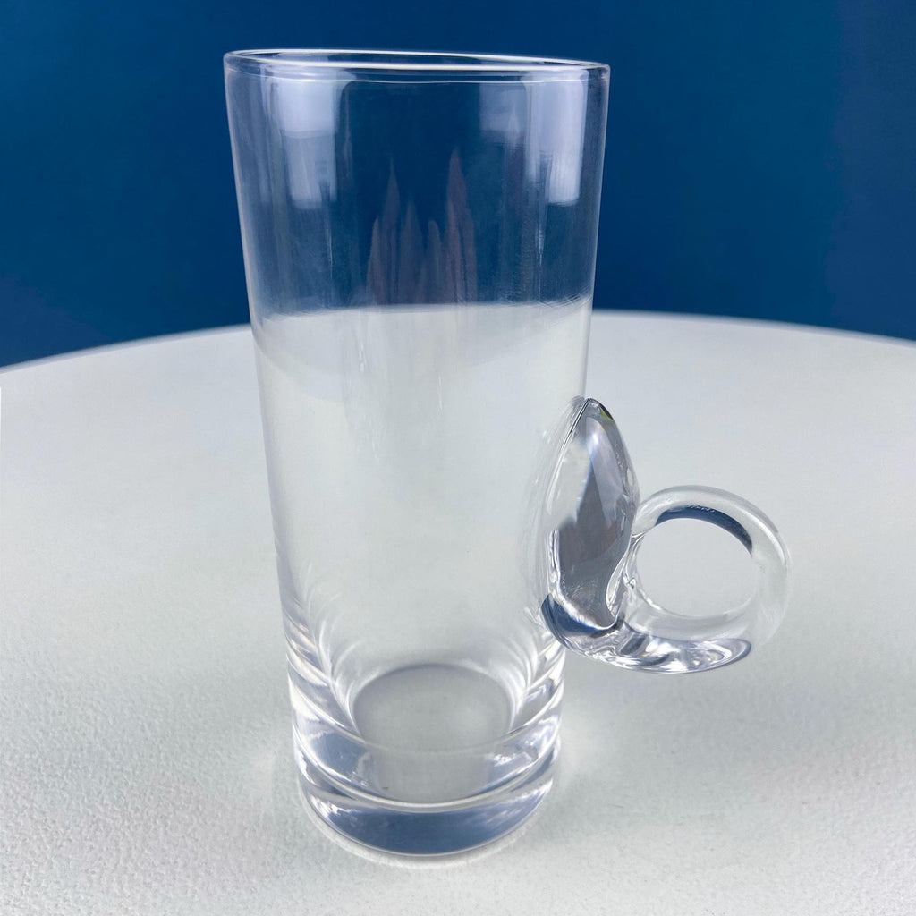 Coffee Tea Hand Blown Cups for Juice Punch Espresso Matcha or Irish Coffee. Set of 6. Loop Handles. Modern Glassware. Dining Room Decor.