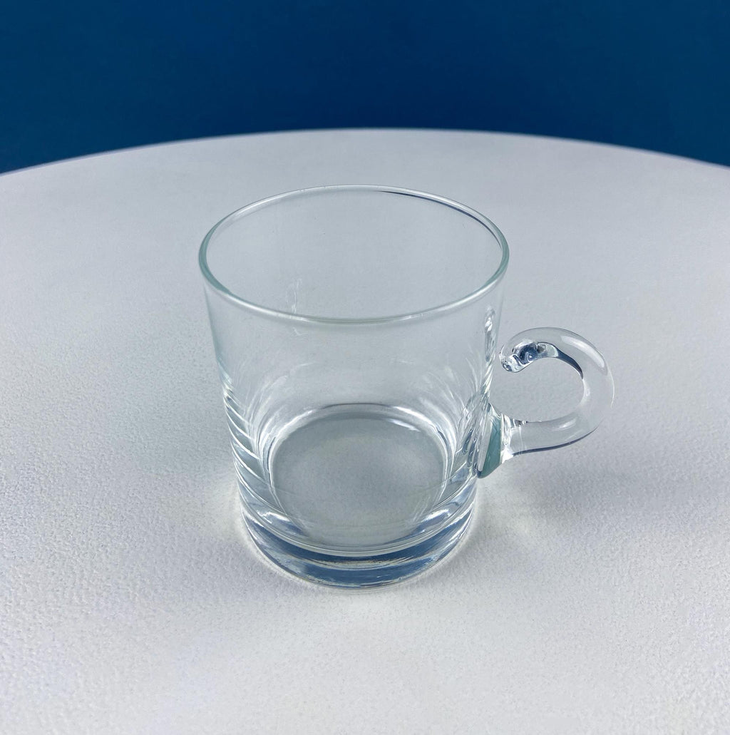 Coffee Tea Hand Blown Cups for Juice Punch Espresso Matcha or Irish Coffee. Set of 6. Loop Handles. Modern Glassware. Dining Room Decor.