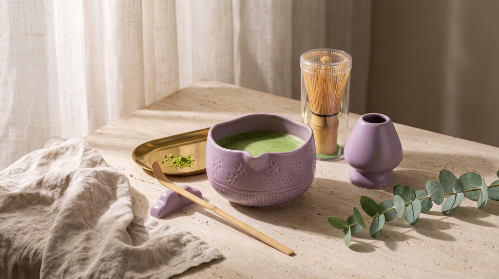 Matcha Whisk Set — Bamboo Chasen + Ceramic Chawan Gift Set
