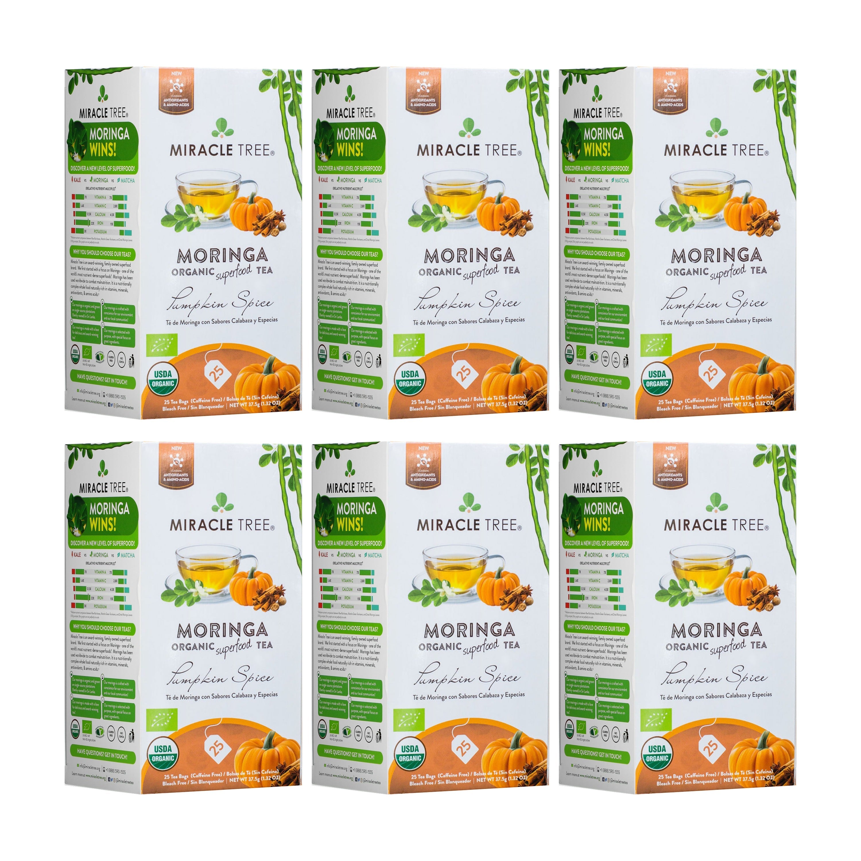 Organic Moringa Tea - Pumpkin Spice - Caffeine-Free Herbal Tea